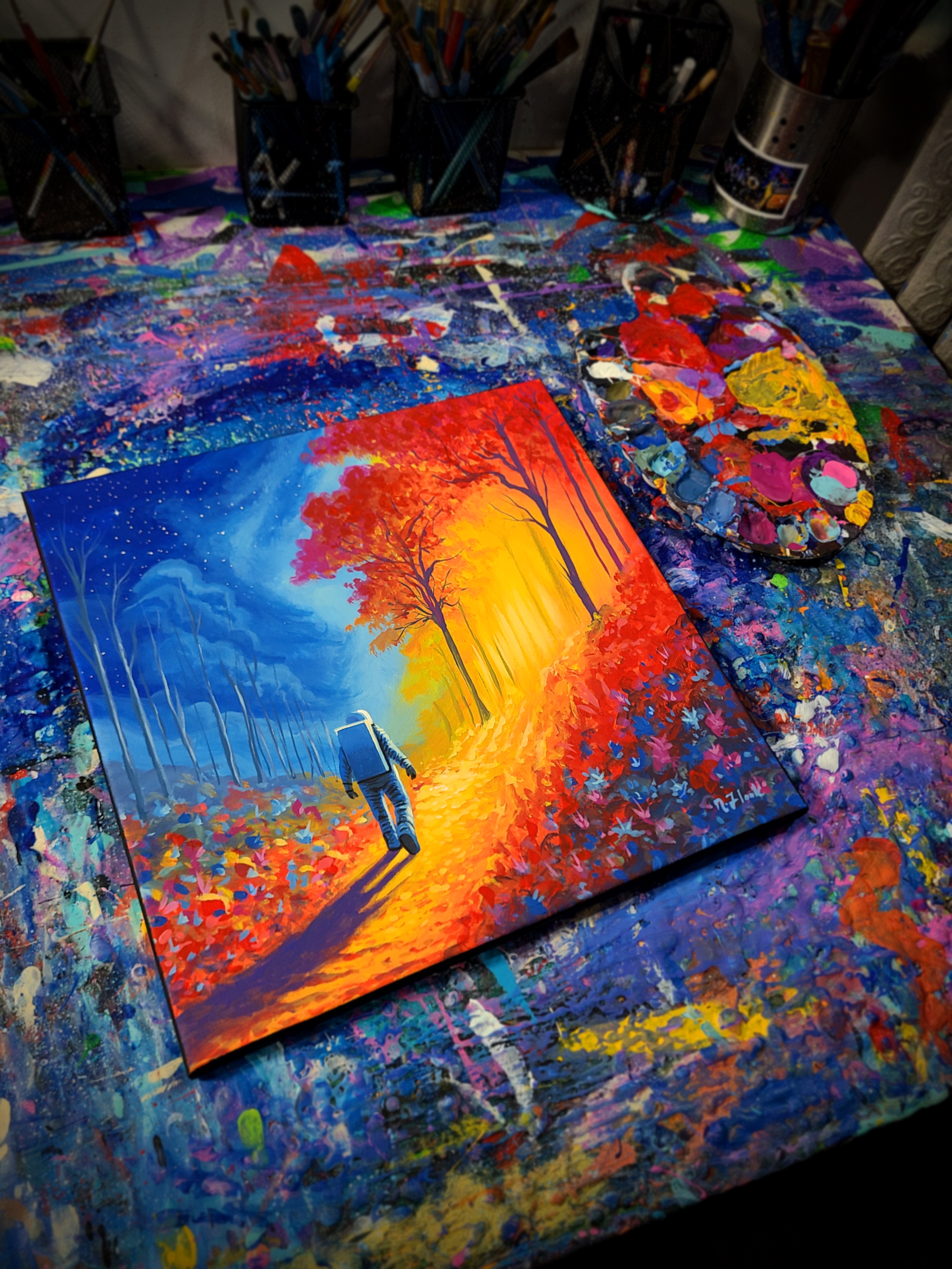 Check out my latest acrylic painting titled 'A Change Of Seasons' - bright and colorful vibes today! :)