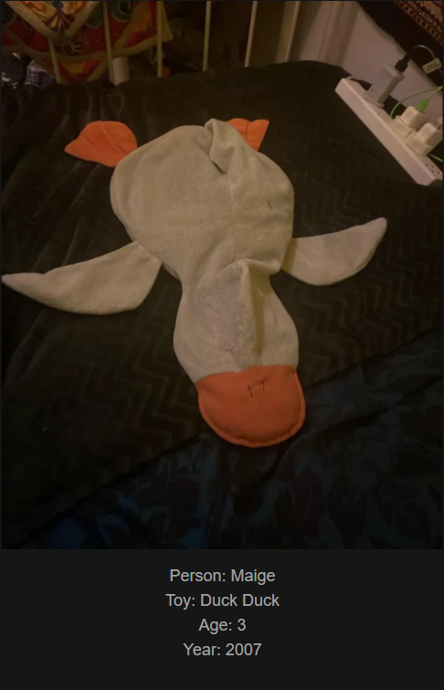 Day 817 - Join me on my website www.saidtheskinhorse.com, where we celebrate the cherished bond with our childhood toys. Meet Duck Duck, our latest addition!