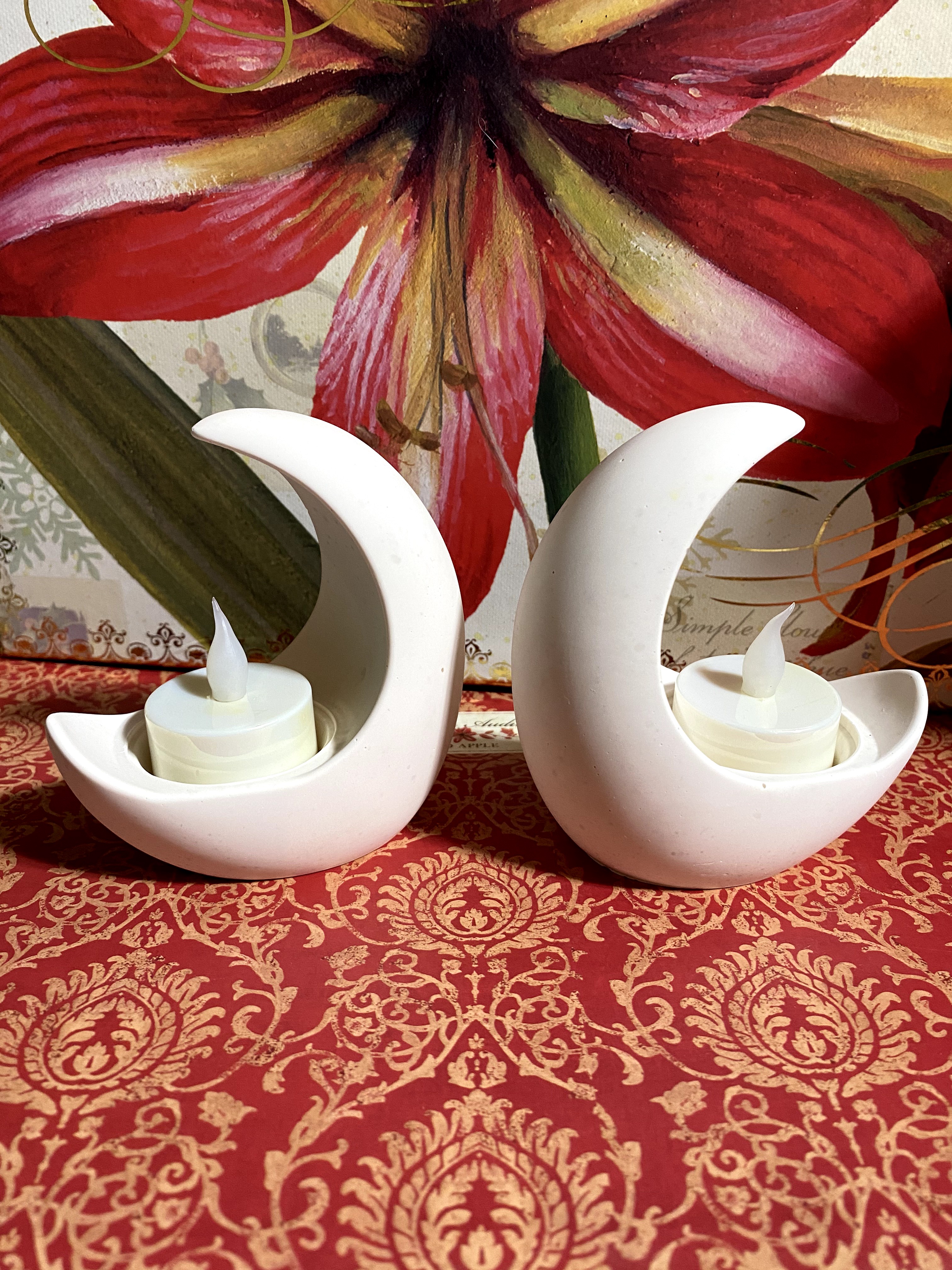 Handcrafted Moon Candle Holders Made with Jesmonite