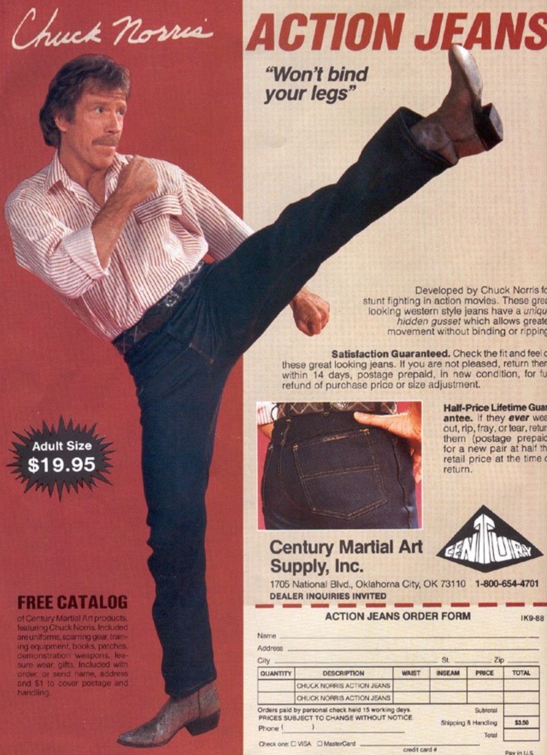 Who needs firearms when you have Chuck Norris and his legendary 'Action Jeans'?