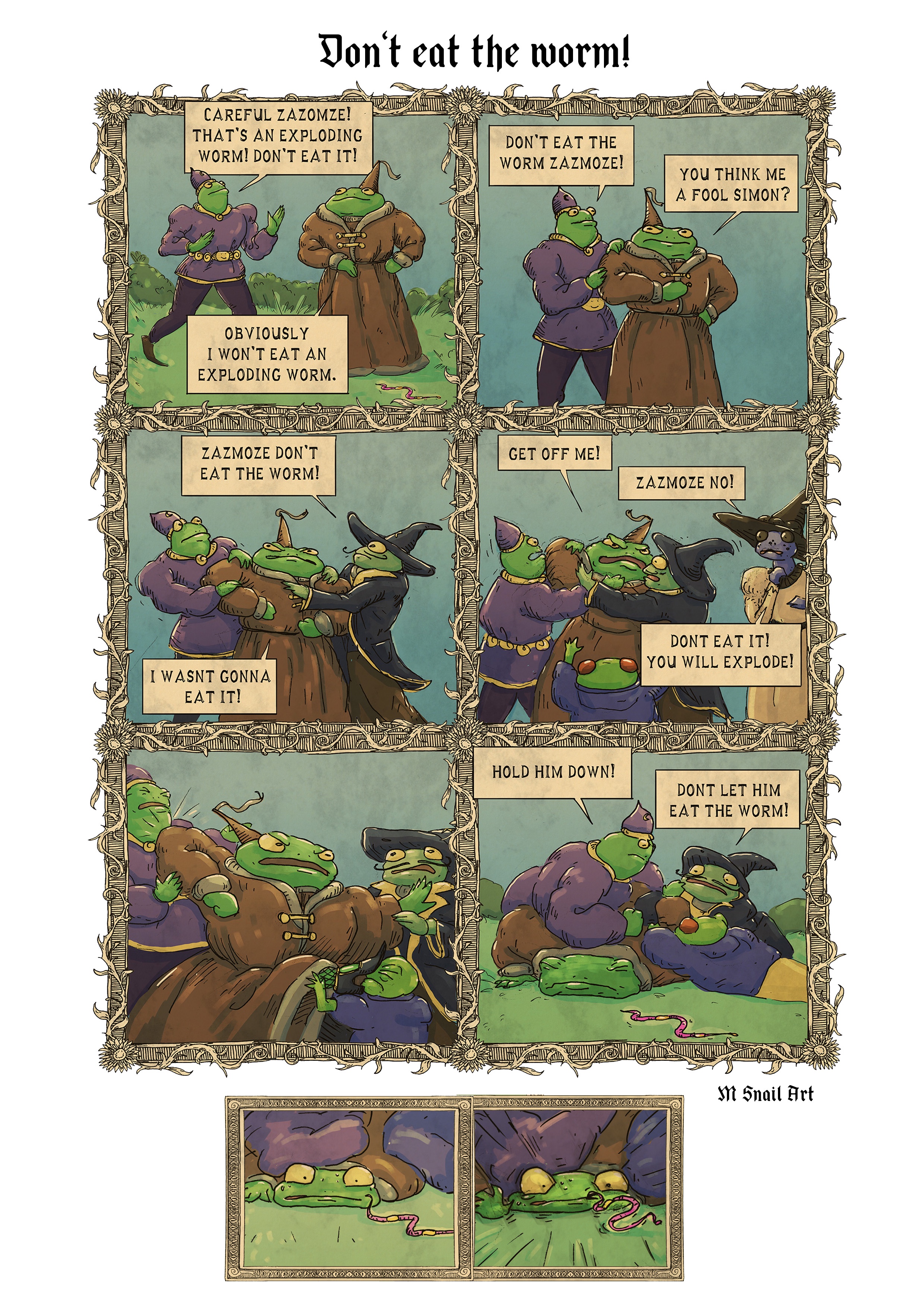 Warning: Don't Eat the Worm! A hilarious OC frog wizard comic.