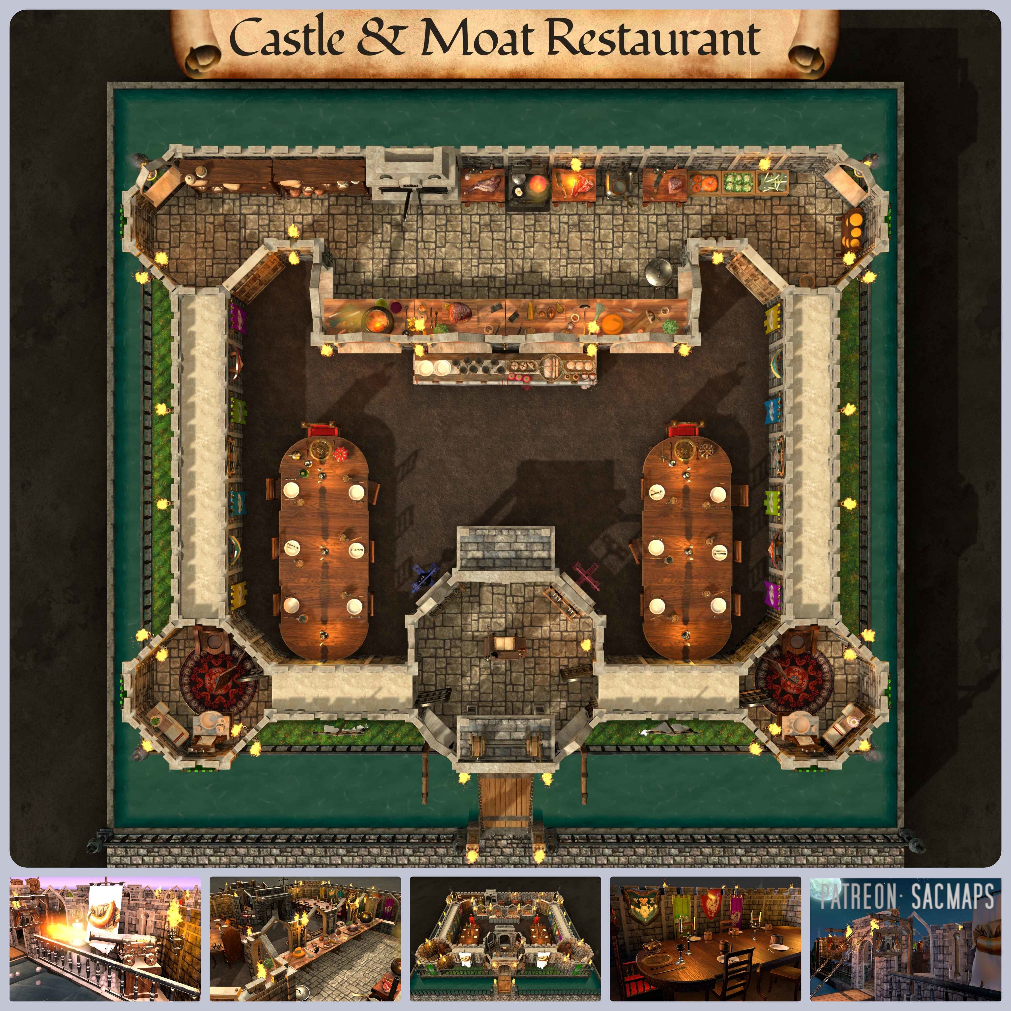 Castle & Moat Restaurant: Your Go-To for Free DnD/TTRPG Maps