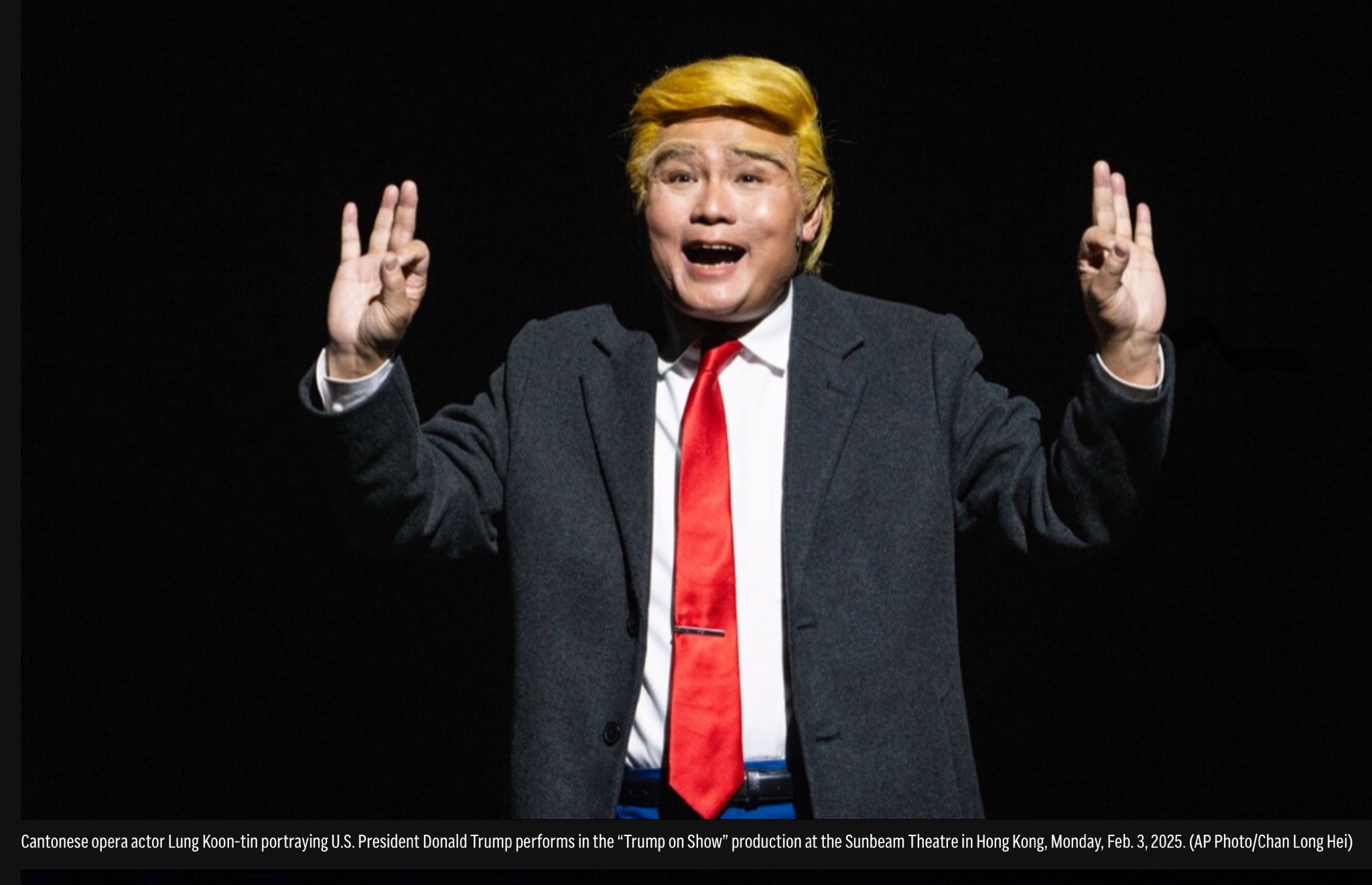 A traditional Hong Kong theater takes a wild turn with Donald Trump performing in Chinese!