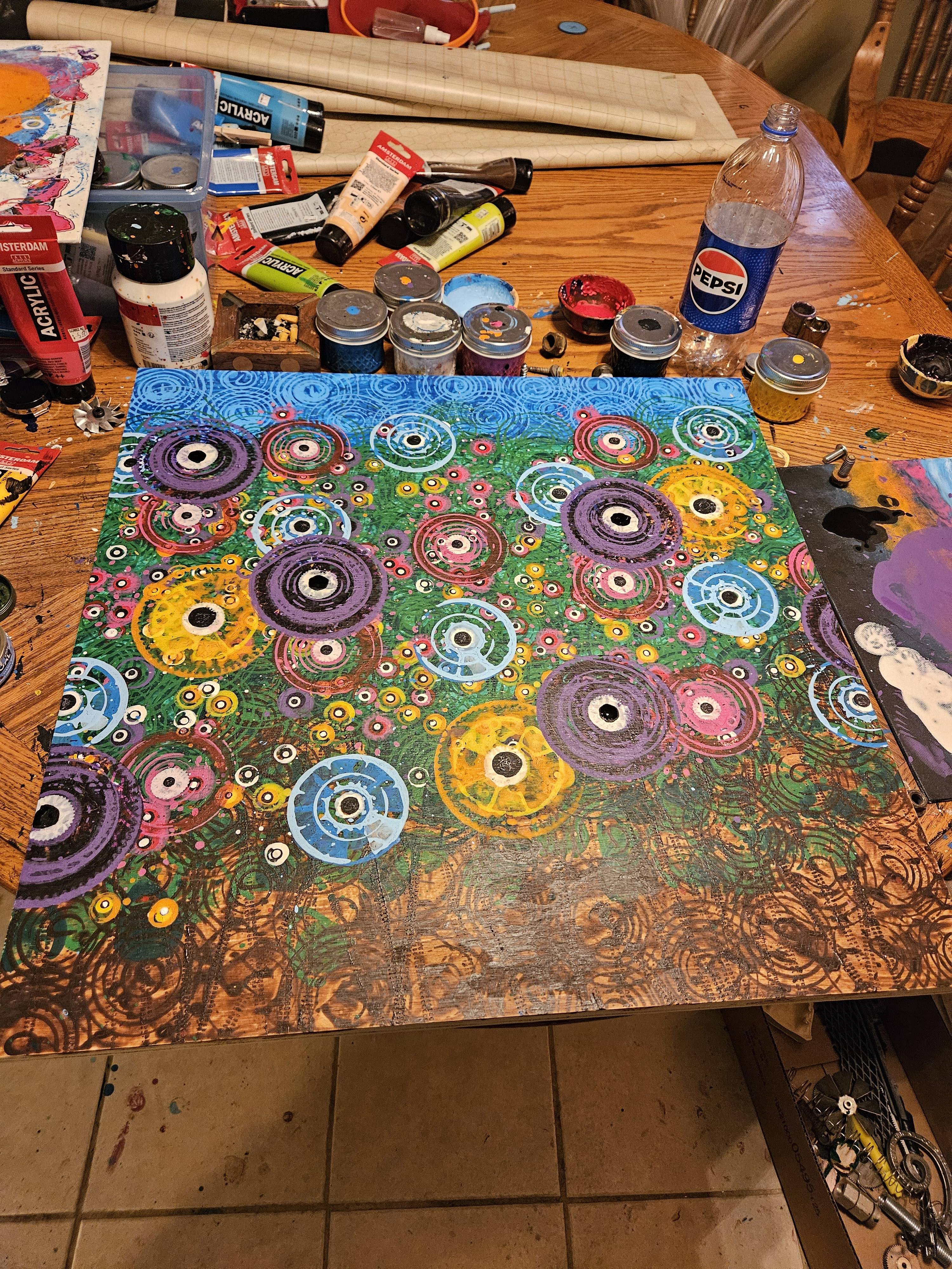 My Found Object Stamp Flower Painting - A Creative Journey
