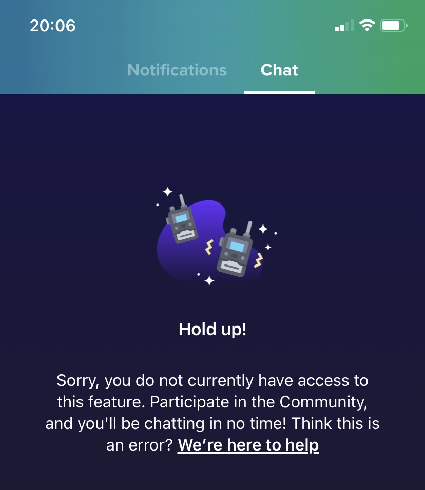 Looks like I'm not allowed to chat with anyone.