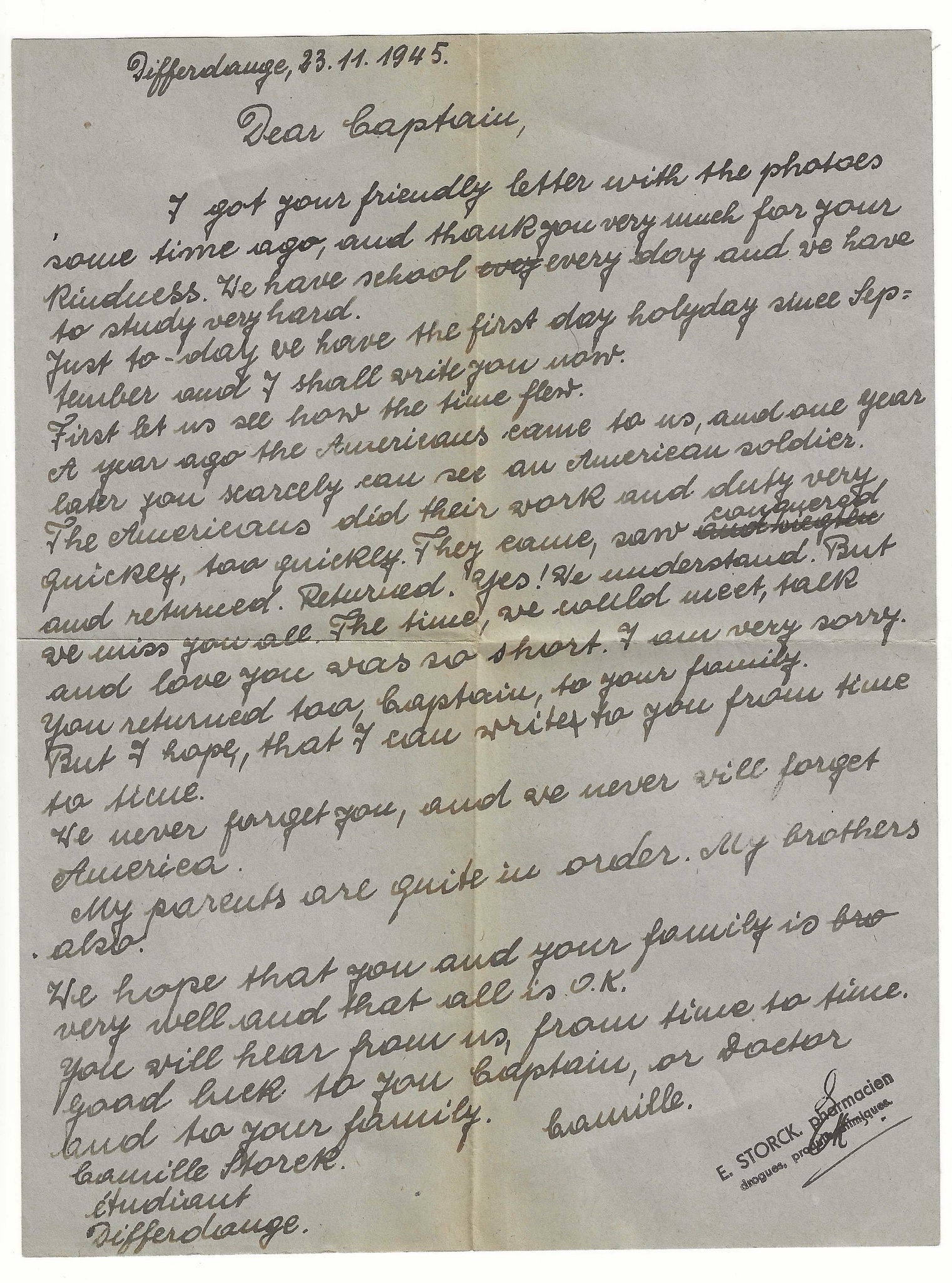 A WWII Letter from a Young Girl in Luxembourg to Her American Friend