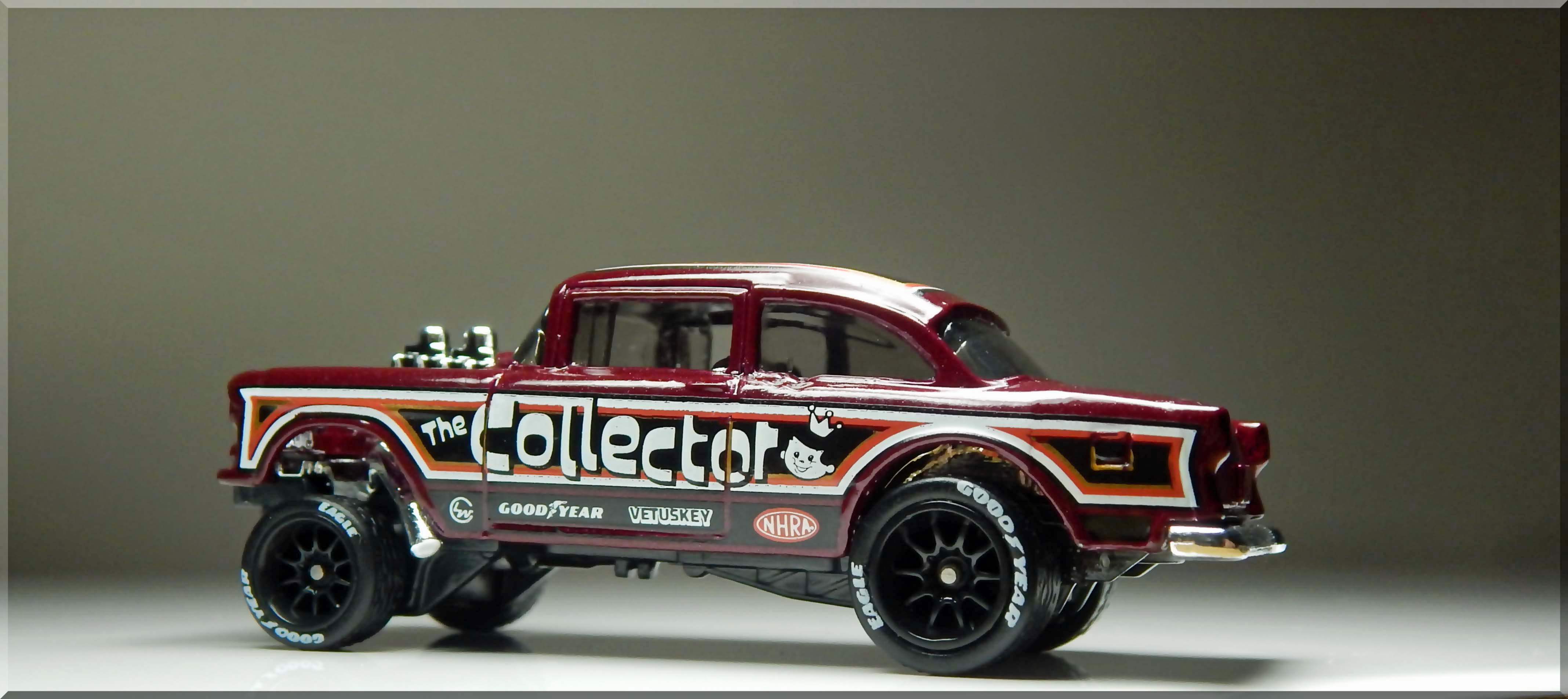 Revamped Hot Wheels 55 Chevy Belair Gasser with Fresh Wheels