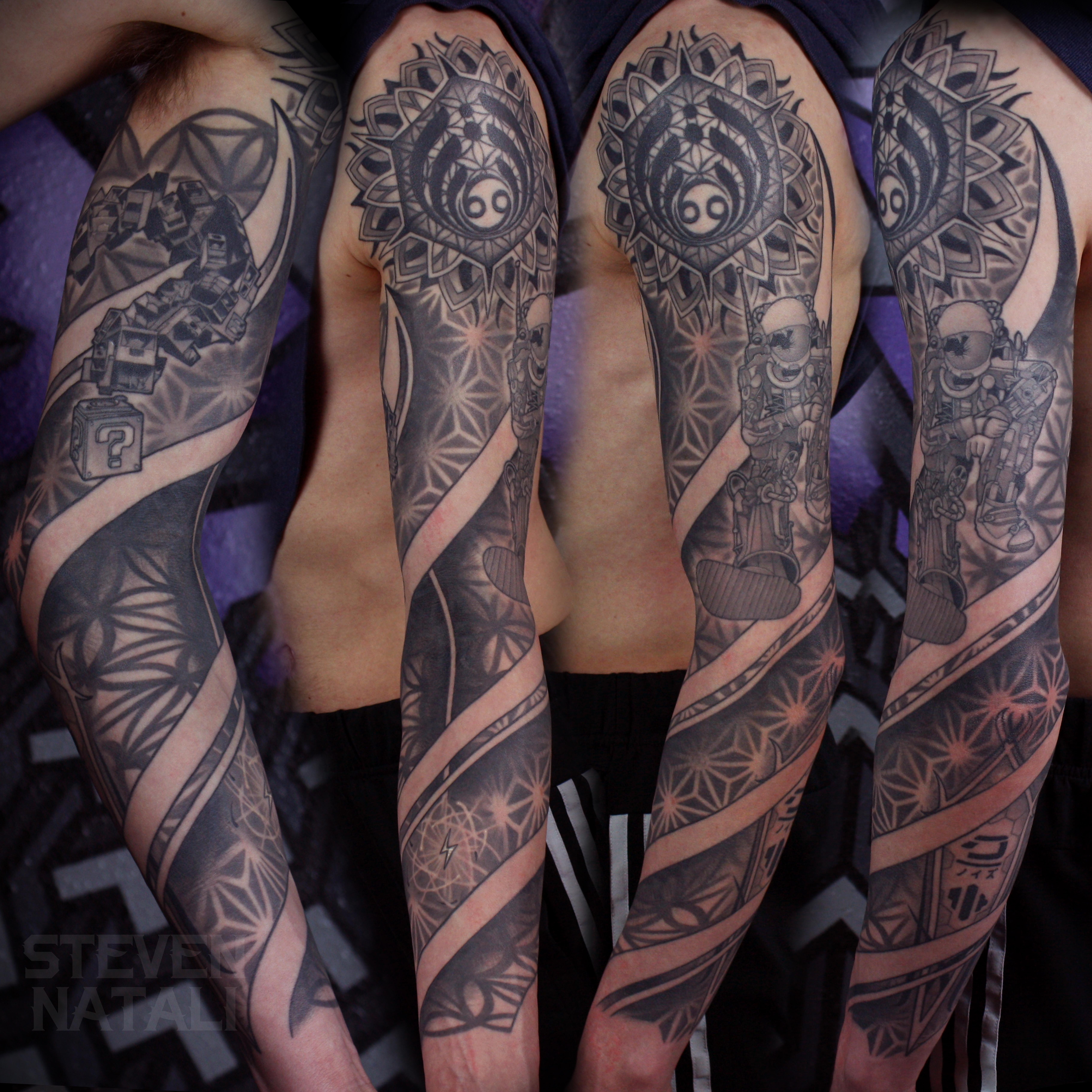 Check out this stunning Geometric Sleeve tattoo, six months post-healing! <3
