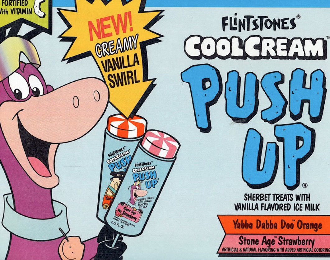 Throwback to Flintstones Sherbet/Vanilla Swirl Push-Up Treats from 1992