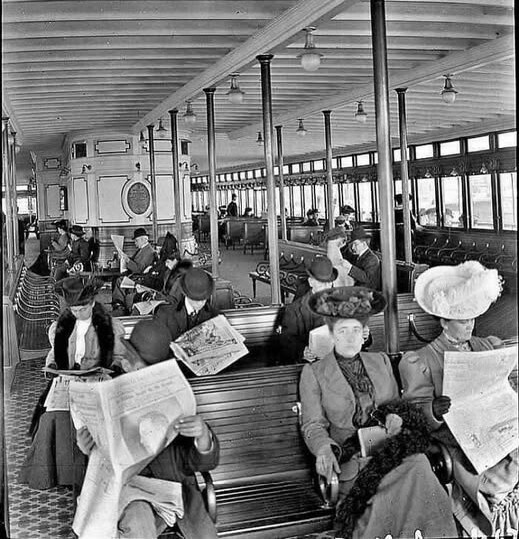 Stylish Feathered Hats on the Staten Island Ferry