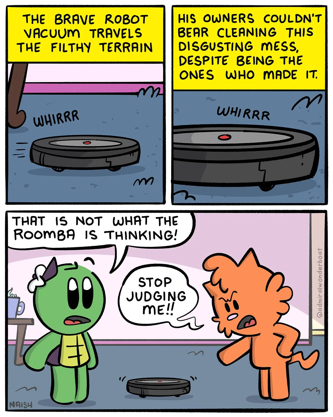 Roomba's Inner Thoughts: A Day in the Life