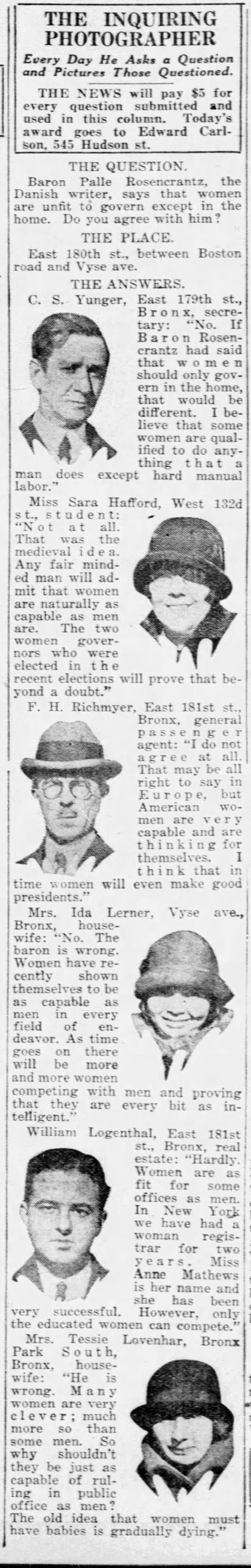 A Thought-Provoking Query from 1924: Should Women Govern Beyond the Home?