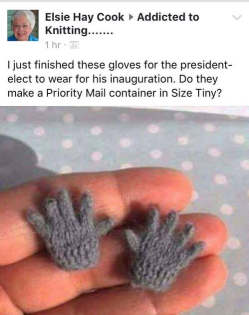 She crafted a cozy pair of gloves for the Inauguration ceremony