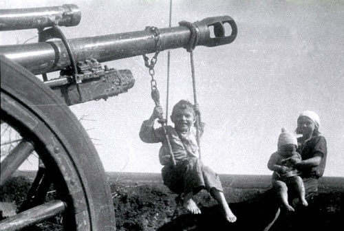A Child's Playtime on a Forgotten German Gun in Ukraine, 1944