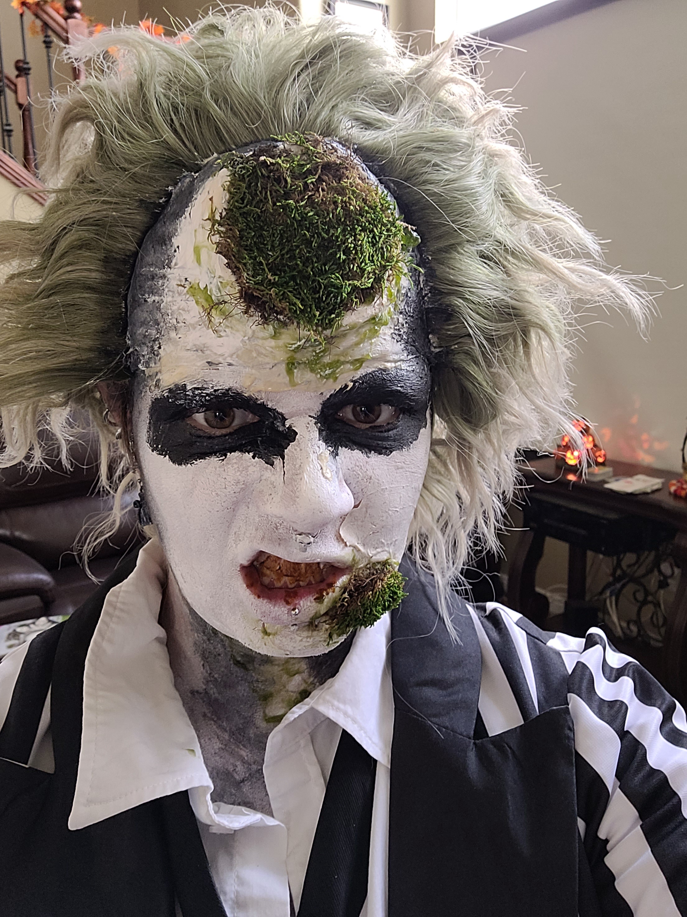 Transforming into Beetlejuice for Halloween fun
