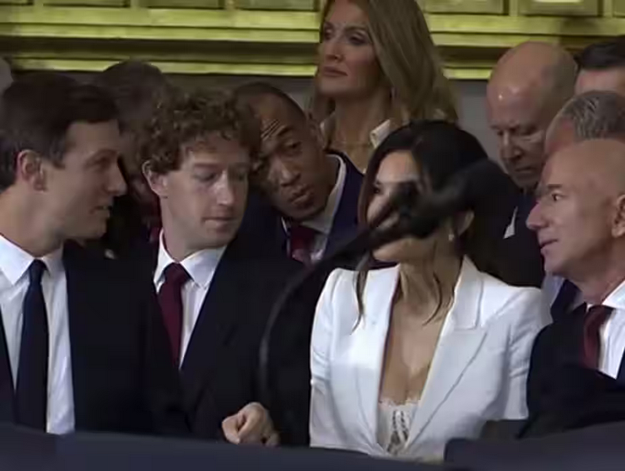 Jeff Bezos attends with fiancée Lauren Sanchez, while Mark Zuckerberg flies solo but still looks sharp.