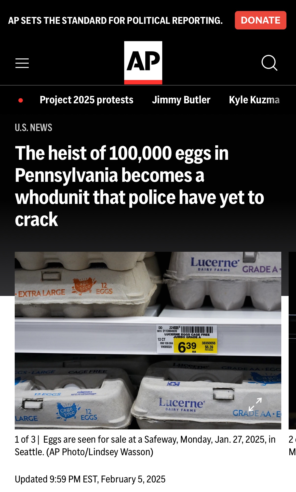 The Great Egg Heist: 100,000 Eggs Stolen in Pennsylvania - A Whodunit Under the New U.S. Regime