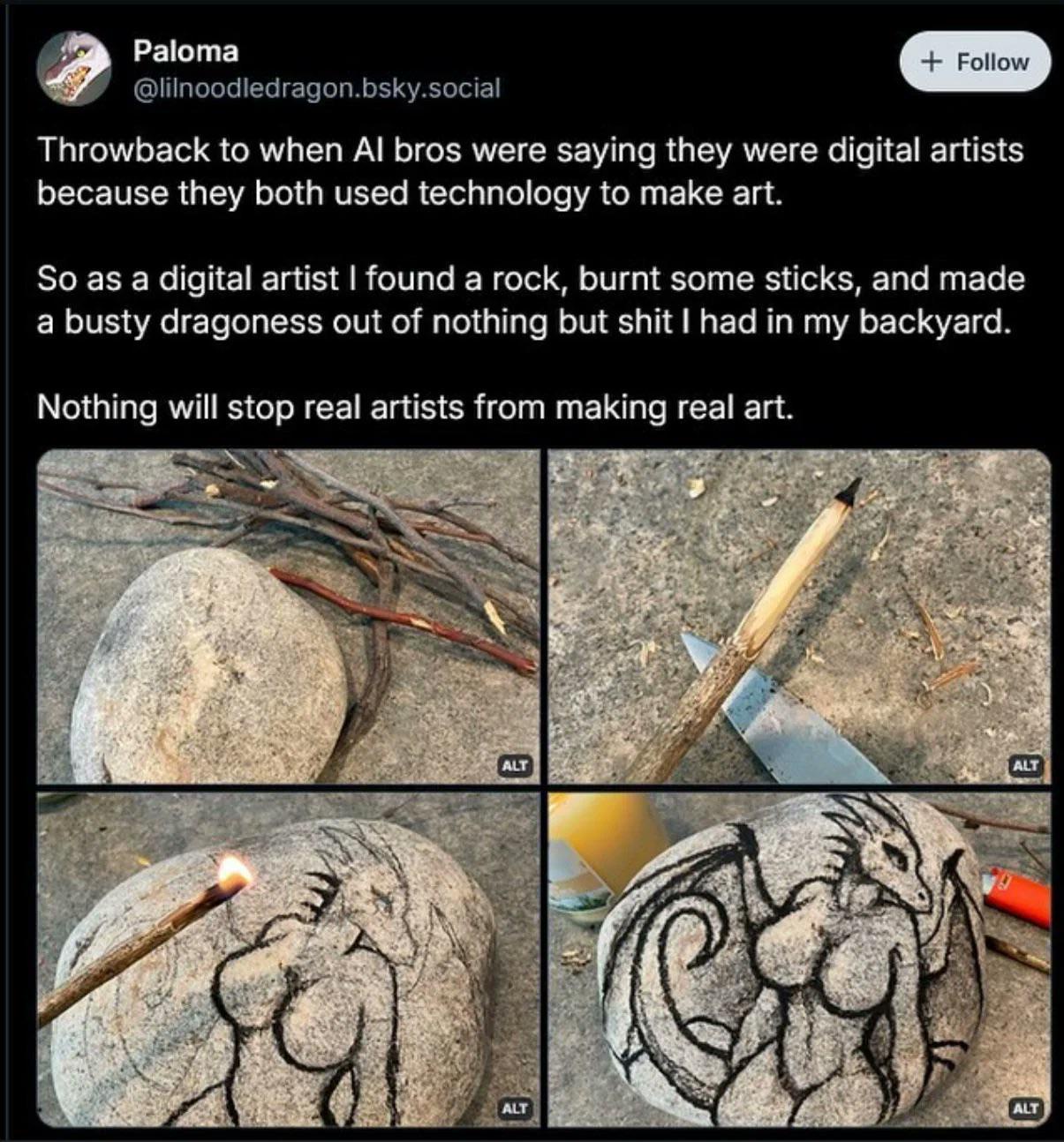 Picture this: Strolling through a park and stumbling upon a random stone featuring some guy's furry art, LOL!