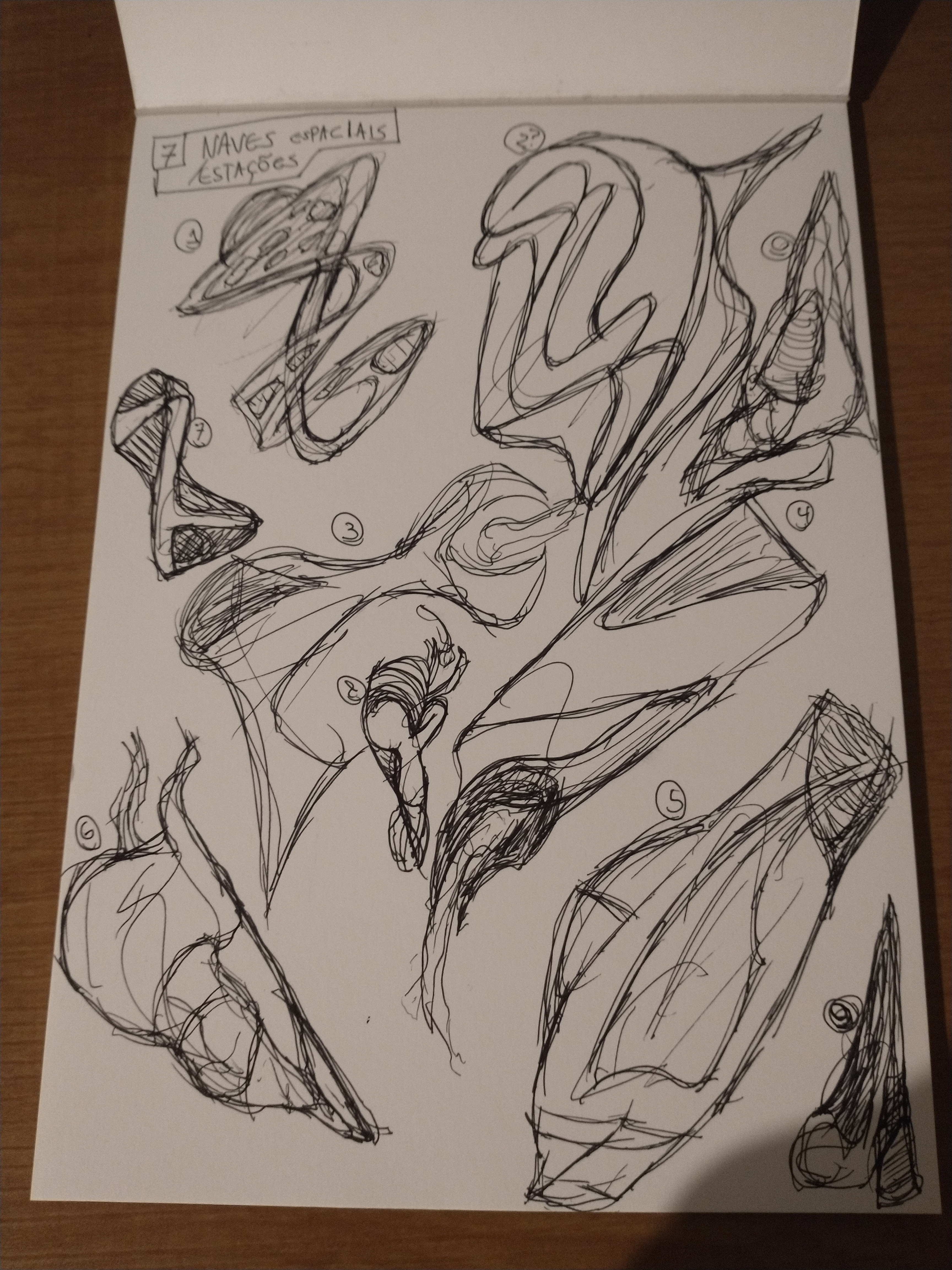 Scribbling Challenge Day 7: Exploring the universe with spaceships and stations.