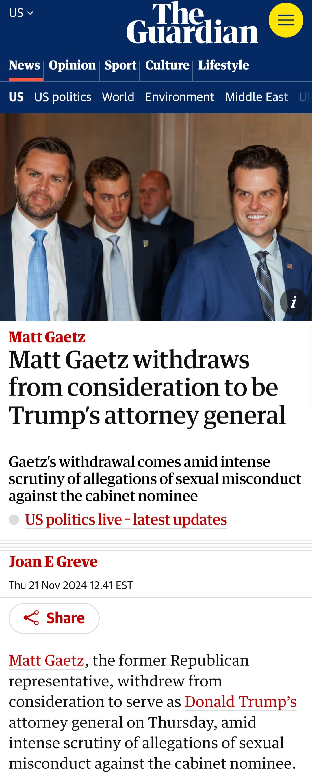 No Time for Political Games: Gaetz Withdraws from Attorney General Consideration