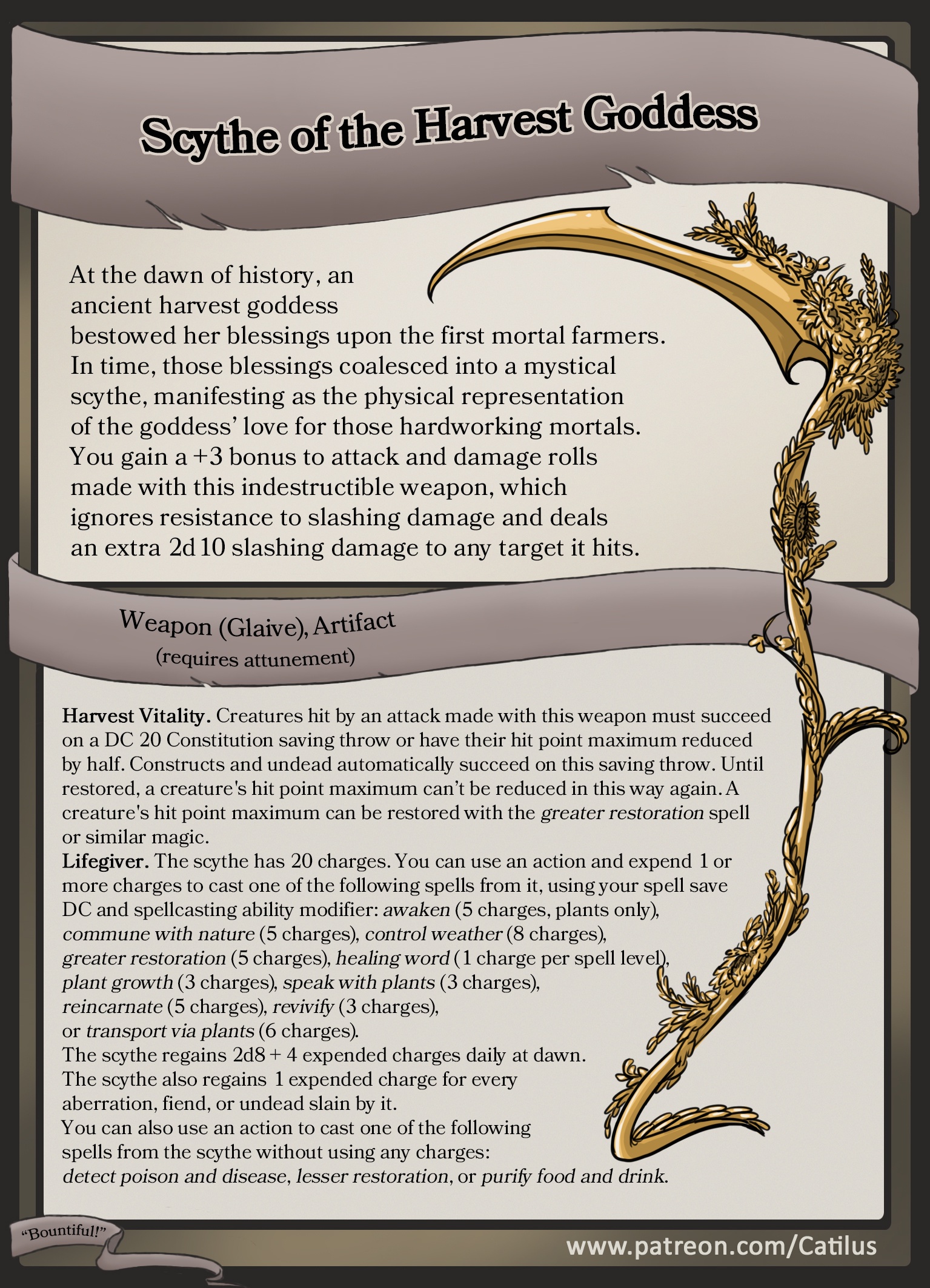 The Scythe of the Harvest Goddess: A D&D Artifact
