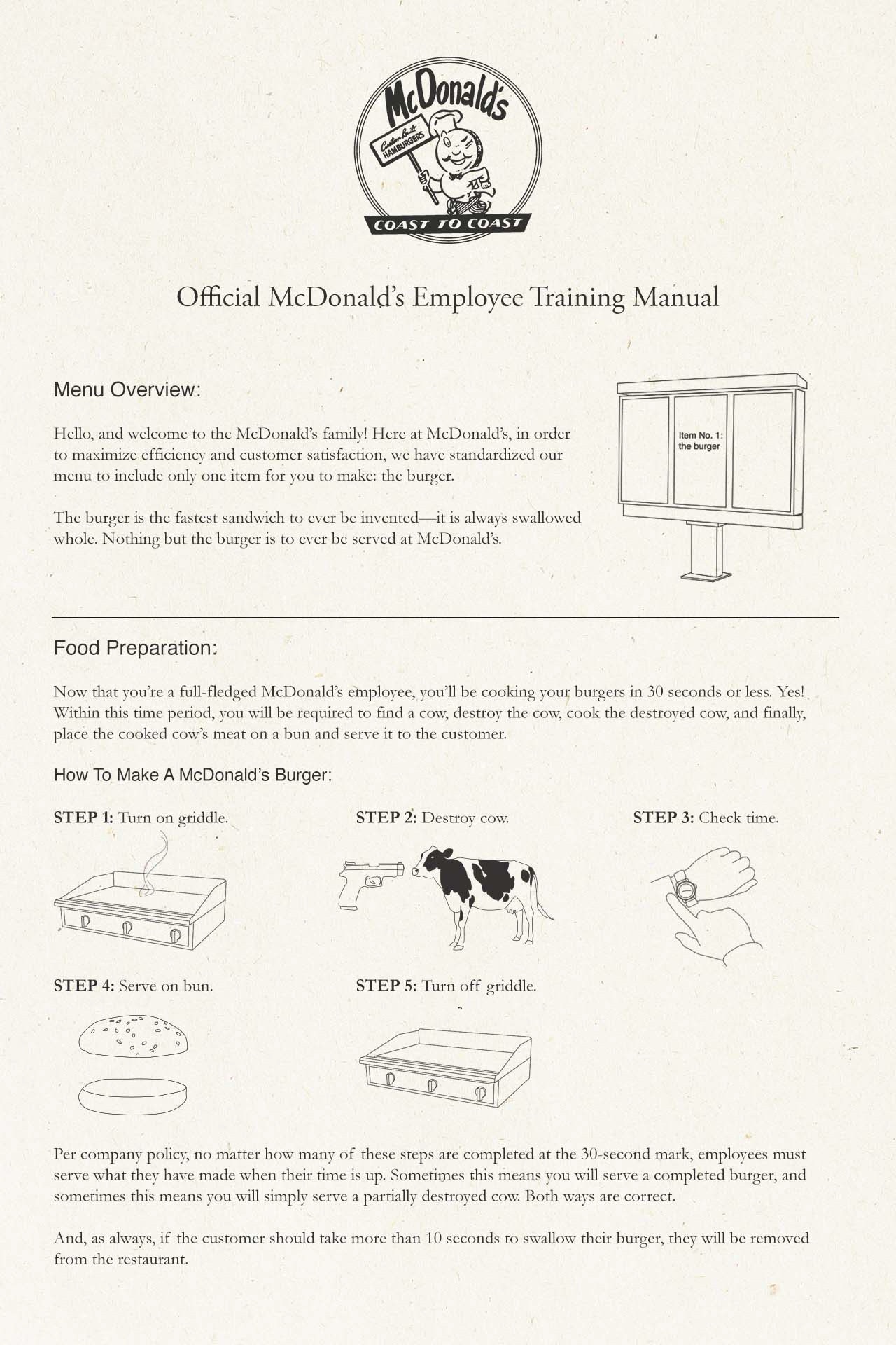 The Original Employee Training Manual from McDonald's, 1958 Edition