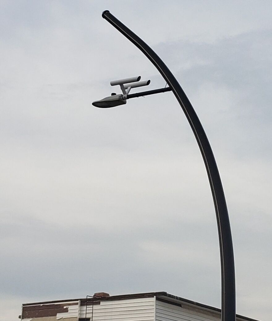 Charming street lights illuminating Vulcan, Alberta