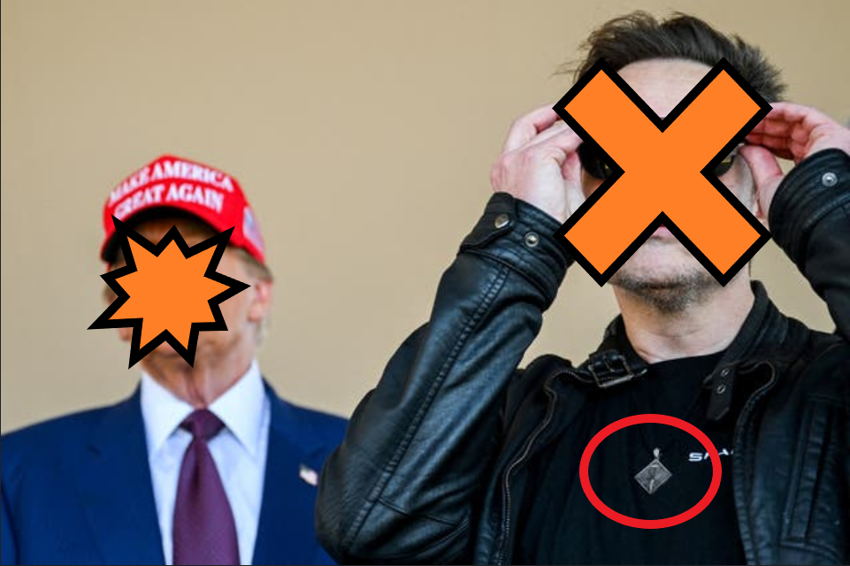 Fanboy Melon Husk flaunts a cheap pendant featuring Shitler. What a sycophant!