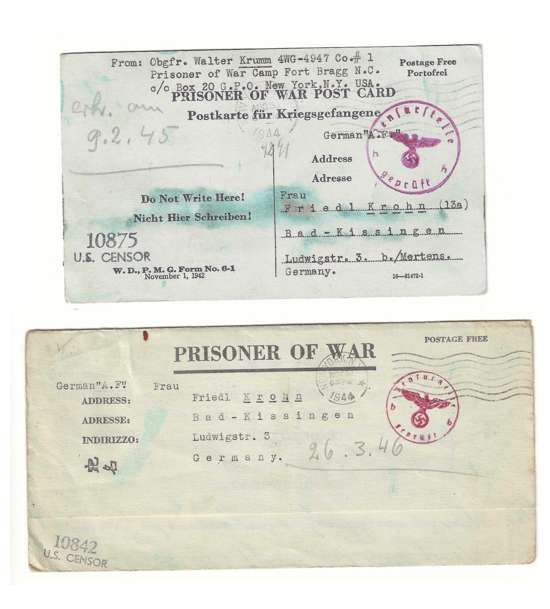A Glimpse into History: A WWII Era Postcard from a German POW in Fort Bragg, NC