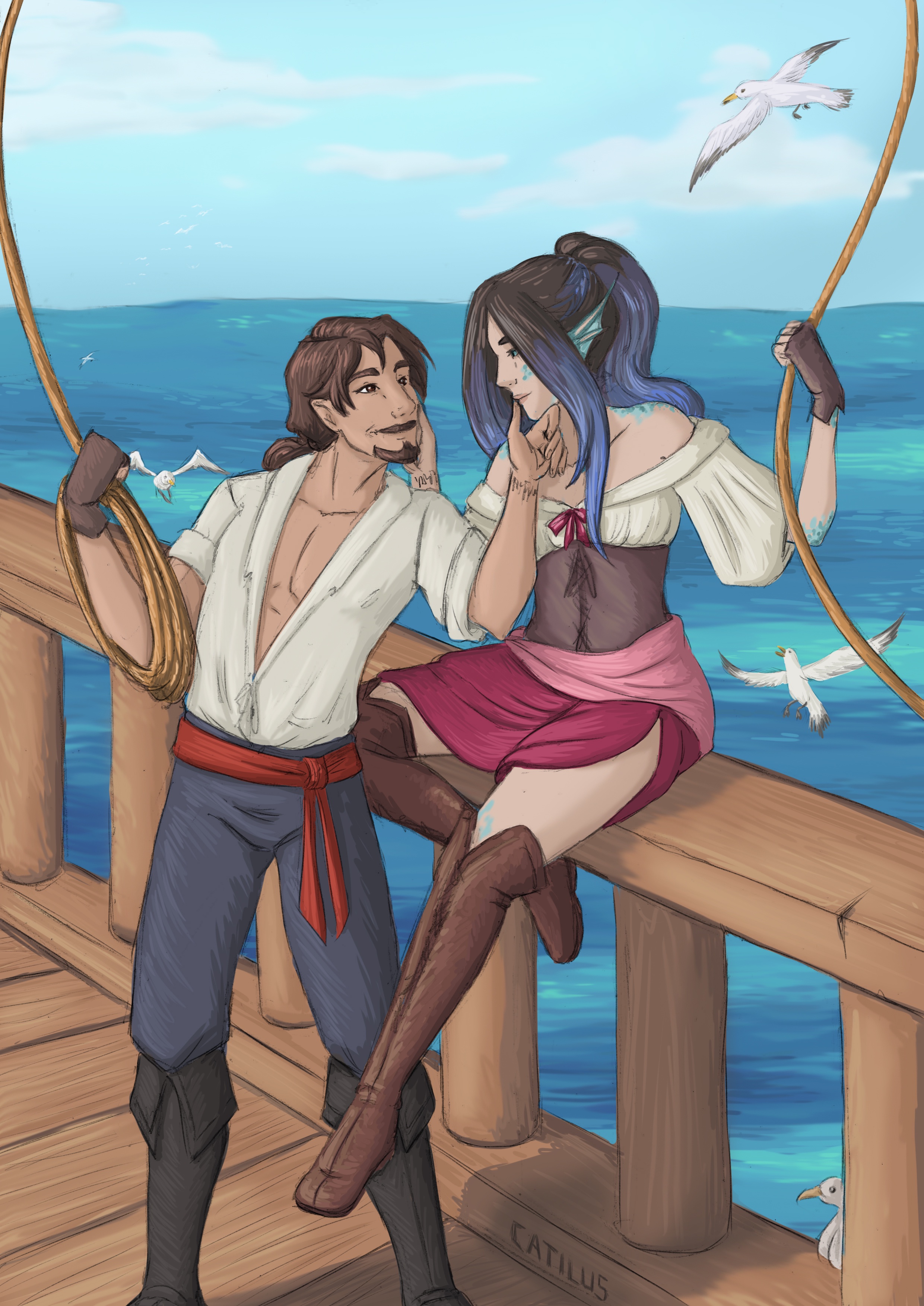 Introducing Alvena the Sea Elf Ranger and Ryland the Human Rogue from D&D!