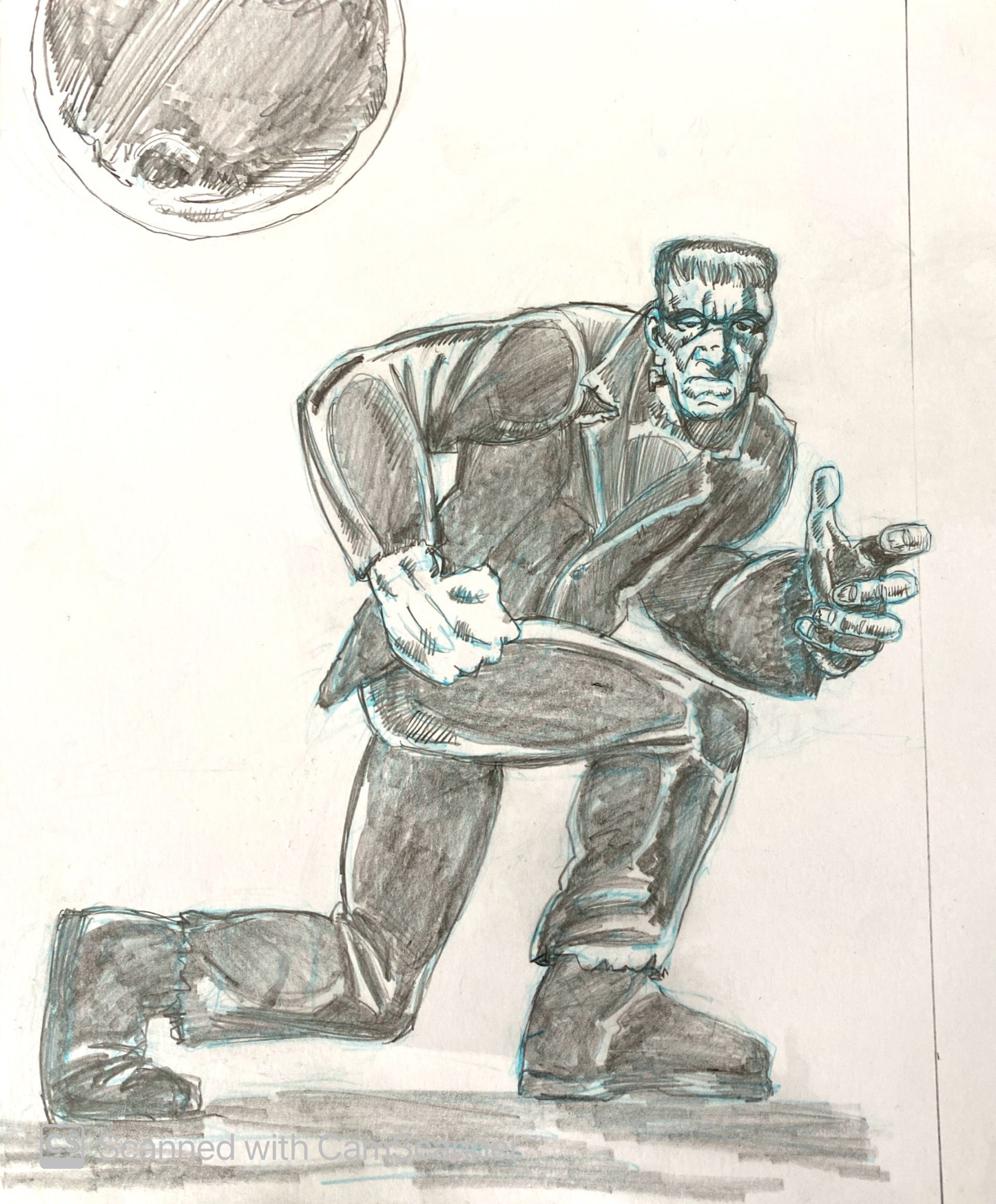 A pencil sketch of Frankenstein that brings the monster to life!