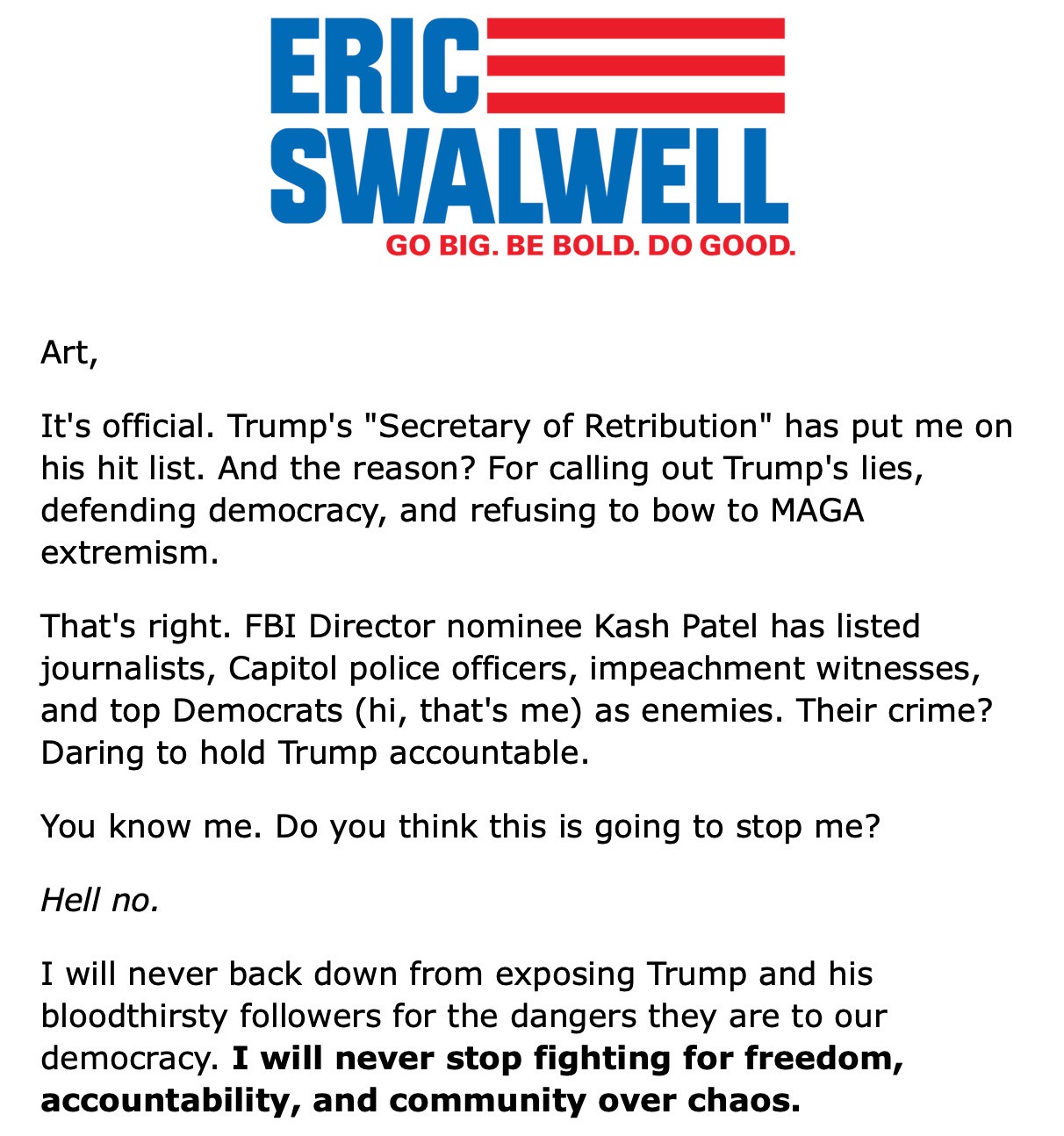 It's Official: Trump's 'Secretary of Retribution' Has Me on His Hit List for Speaking Truth to Power