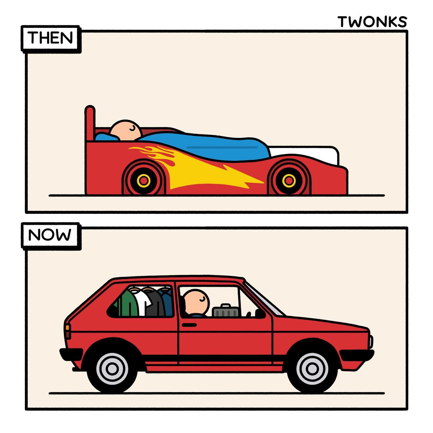 Once you hit a certain age, sleeping in a car loses its charm and becomes a sign of struggle.