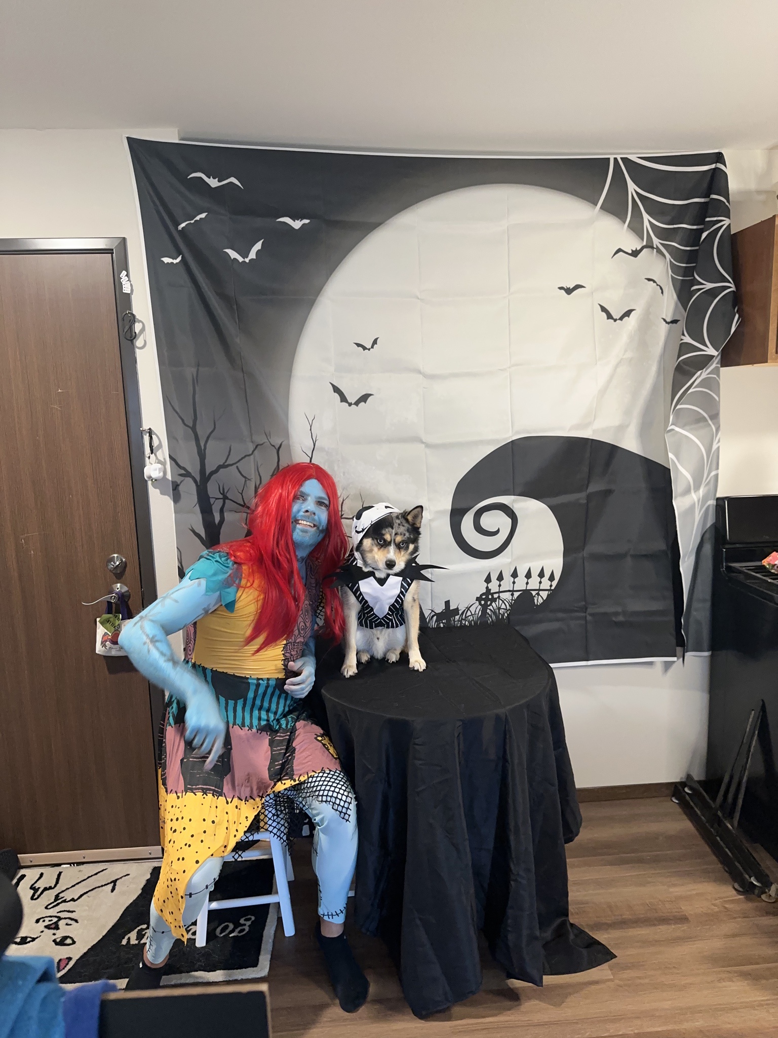 A Heartwarming Scene: A Boy and His Dog as Jack and Sally