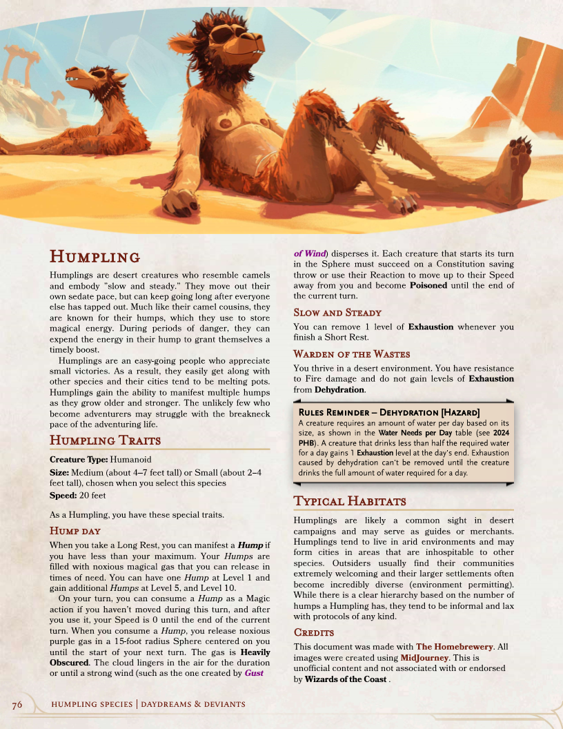 Introducing The Humpling: A Unique Homebrew Species for 2024 5e