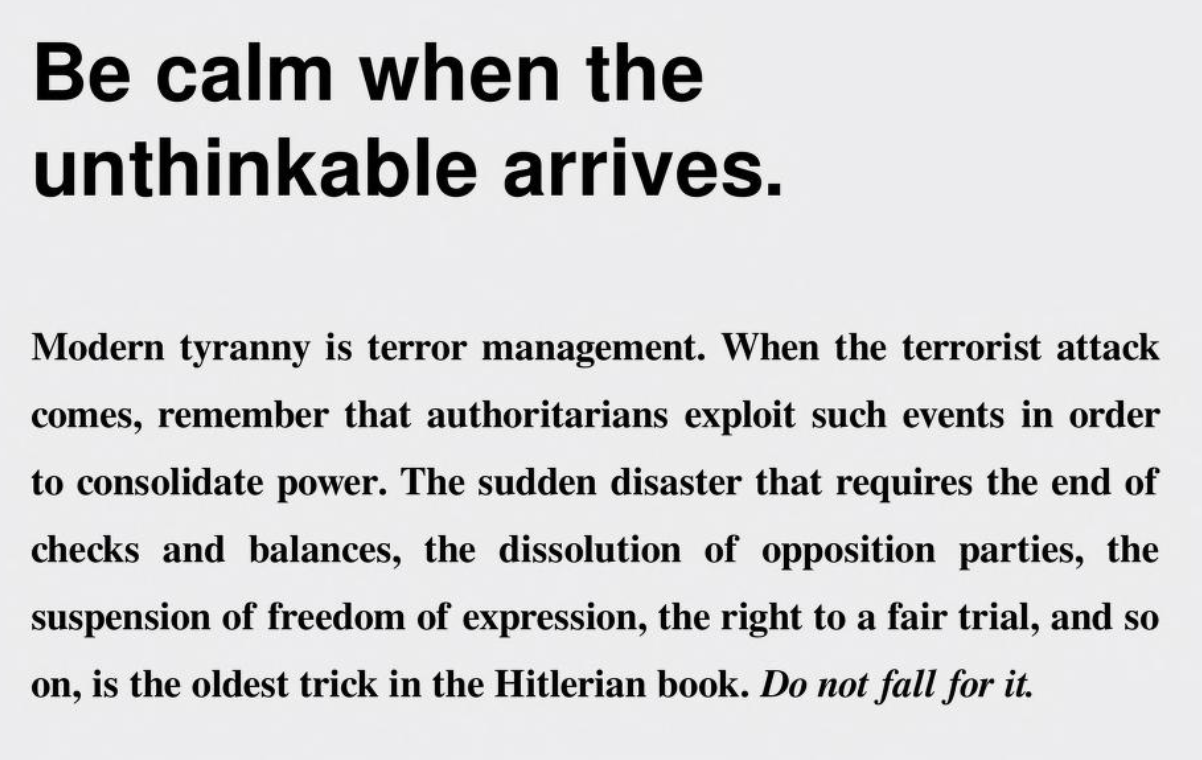 On Tyranny: Twenty Lessons from the Twentieth Century, Got It?