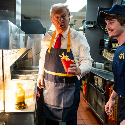A Staged Propaganda Shot of Donald Trump 'Working' in 2024