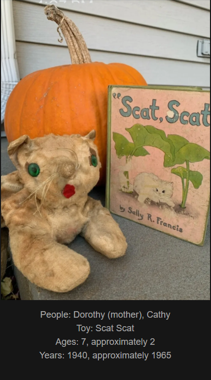Day 769: Join me on a nostalgic journey at www.saidtheskinhorse.com, where we celebrate the magical bond with our beloved childhood toys. Meet Scat Scat, the latest addition to our collection!