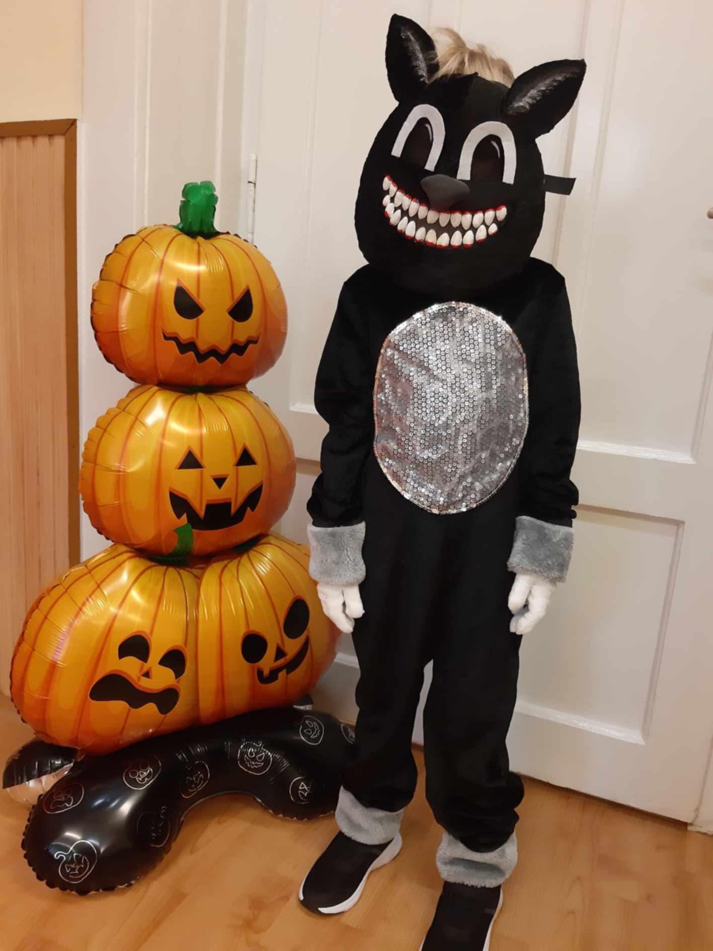 Our son's first Halloween costume, complete with a mask I crafted myself!