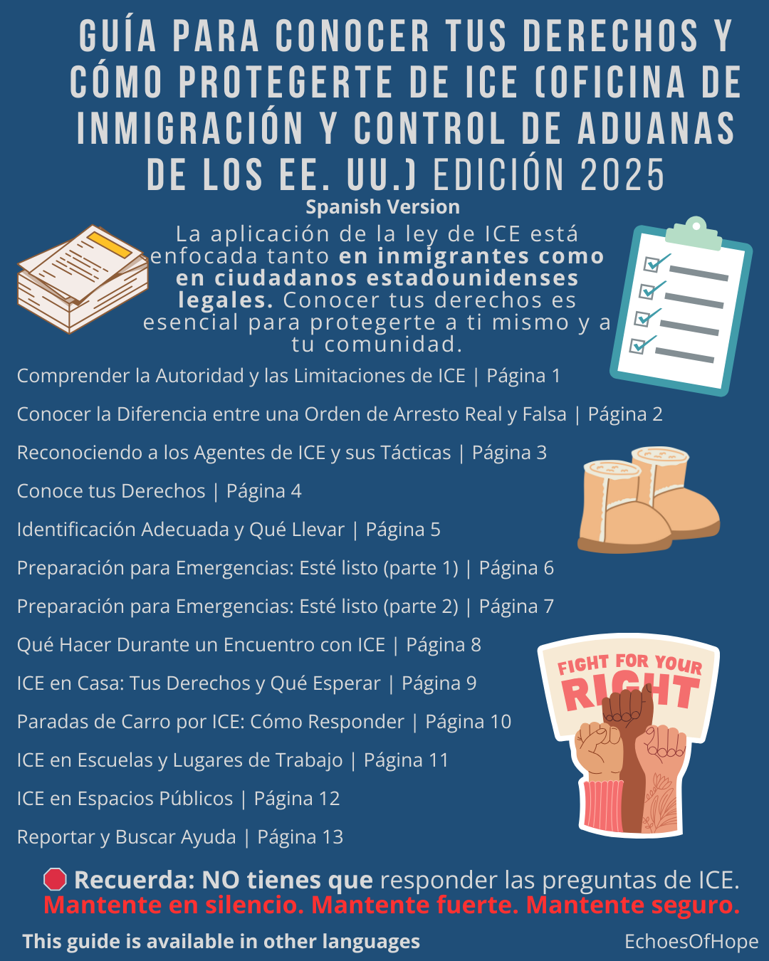 Know Your Rights: Protect Yourself from ICE (U.S. Immigration and Customs Enforcement) - Spanish version