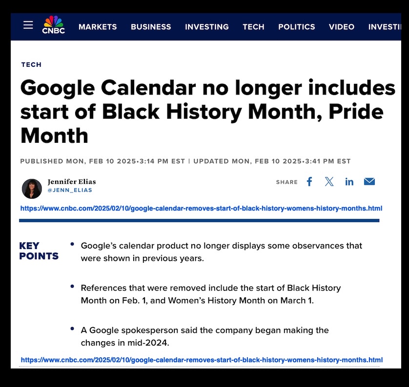 A Profile in Cowardice: Google Calendar's Omission of Black History Month and Pride Month Starts