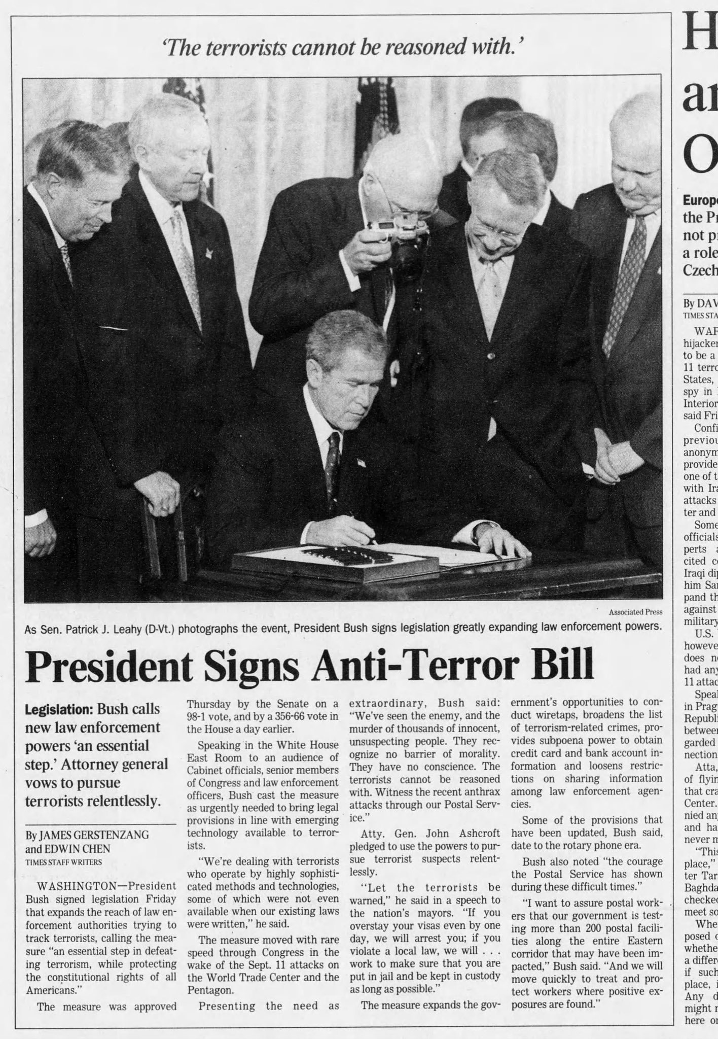 Remembering the Day: October 26, 2001, when President Bush signed the Patriot Act post-9/11