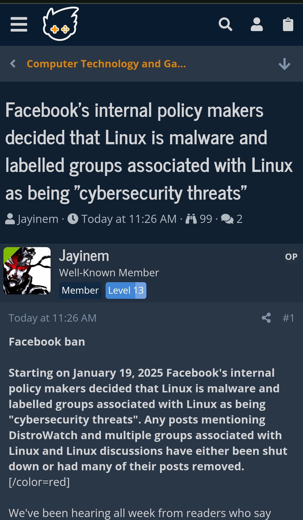 Facebook Bans Linux Discussions: Malware and Cybersecurity Concerns