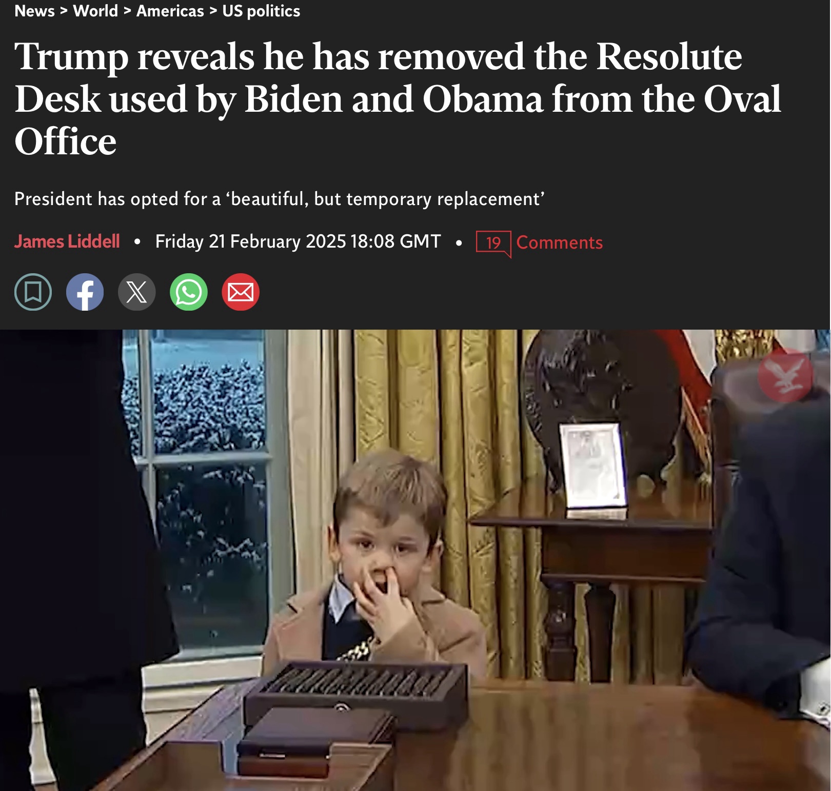 The ultimate insult: a booger left on Trump's desk.