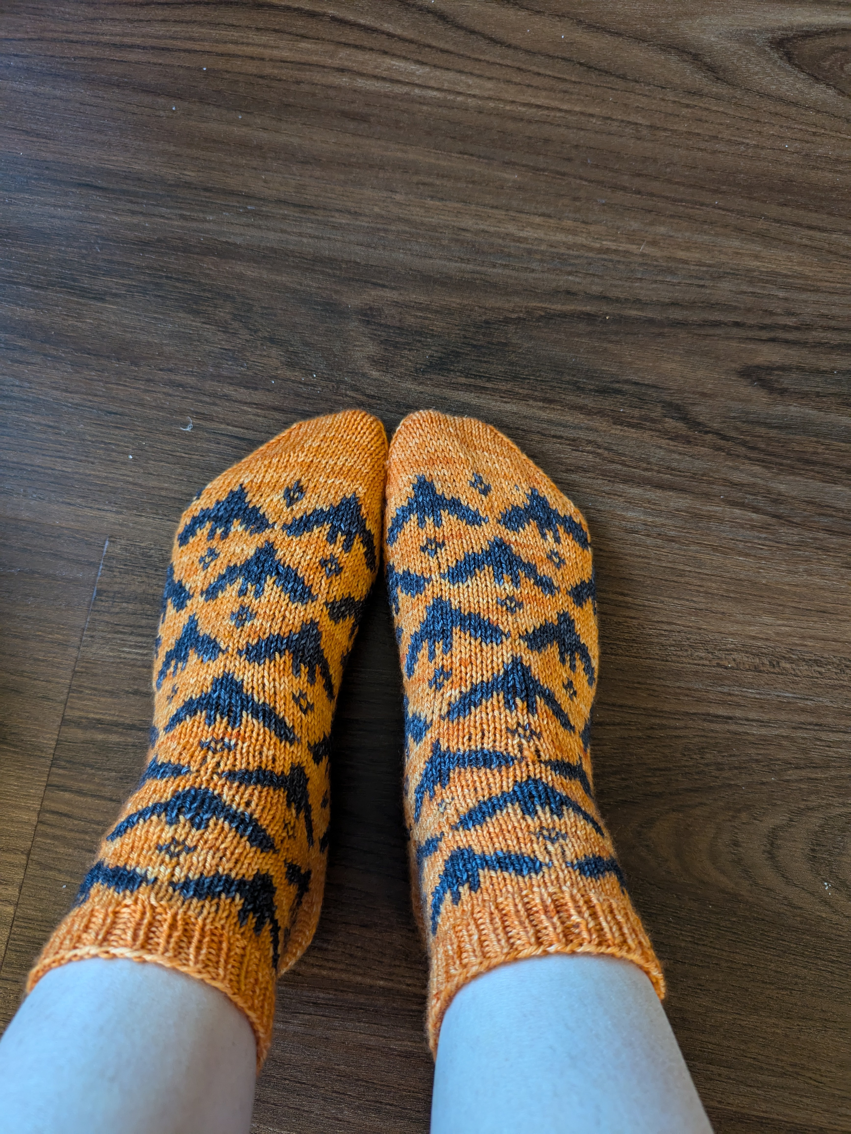 Hand-Knitted Bat Socks: A Bit Late for Halloween, But Worth the Wait!