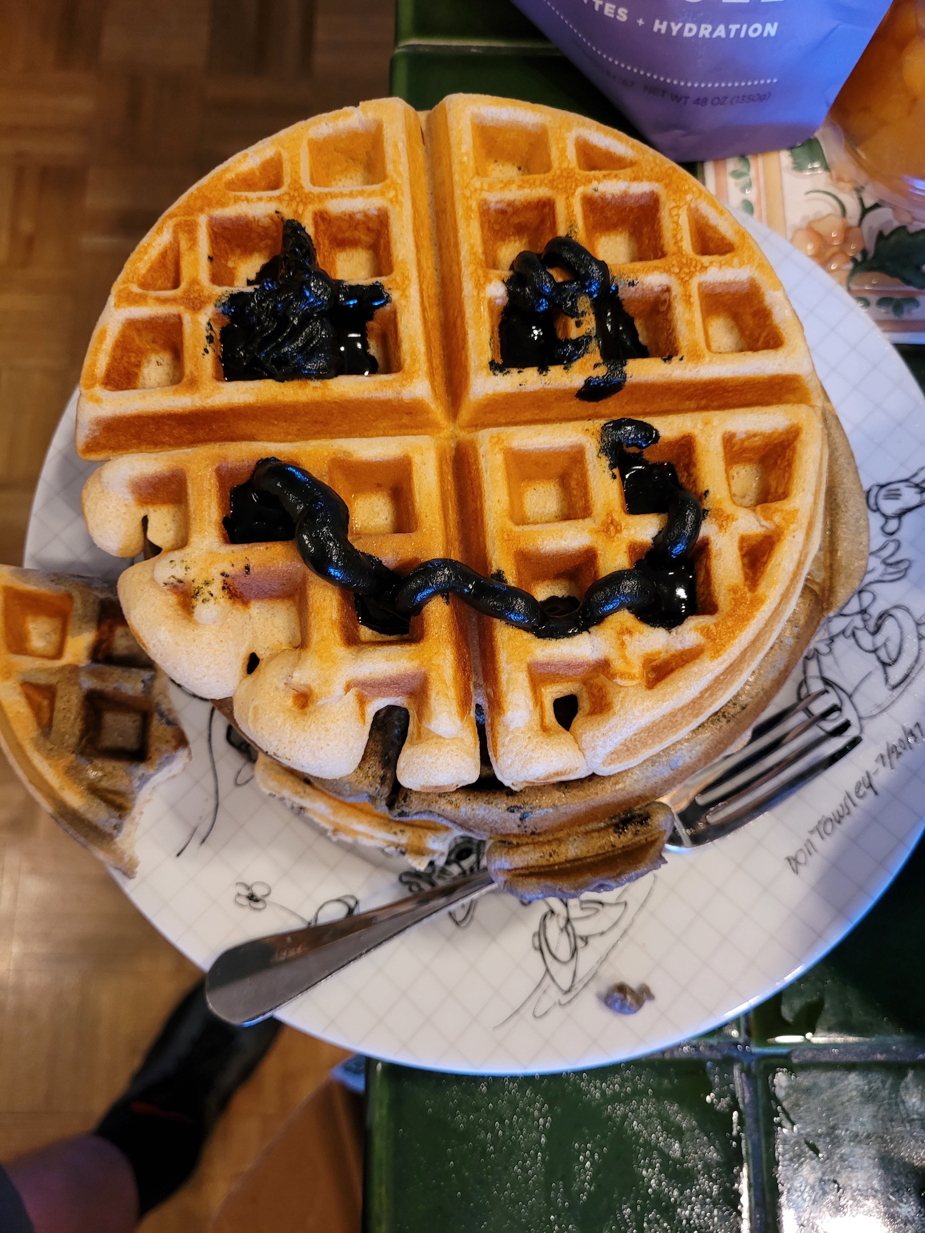 Attempted to make some jack-o-lantern waffles!