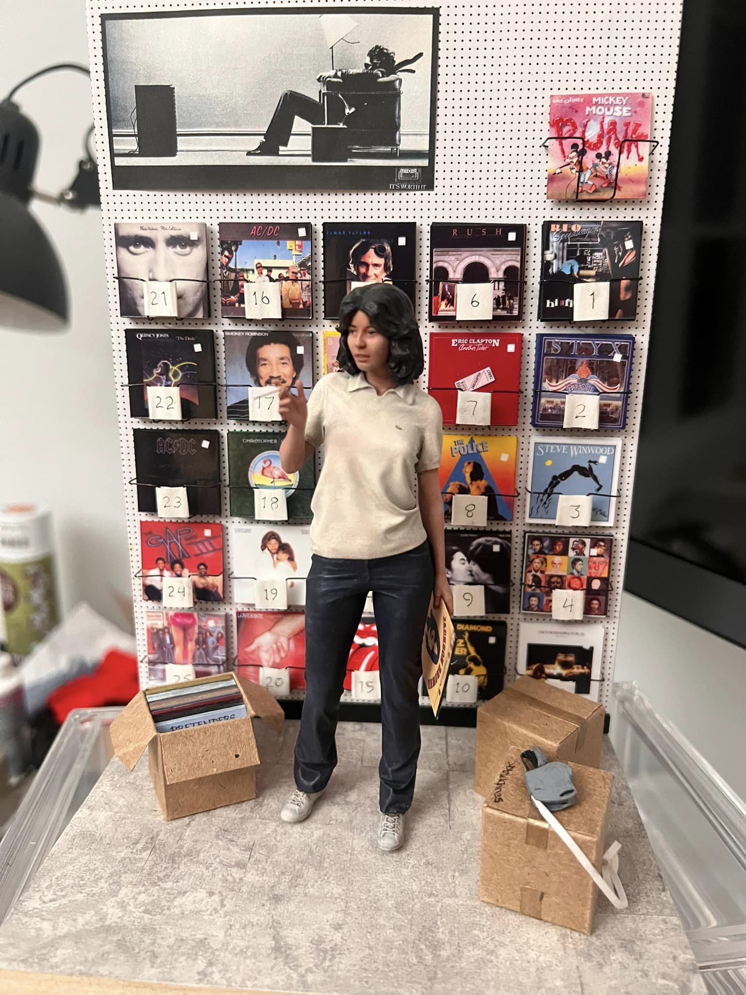 A nostalgic diorama of a record shop from 1981