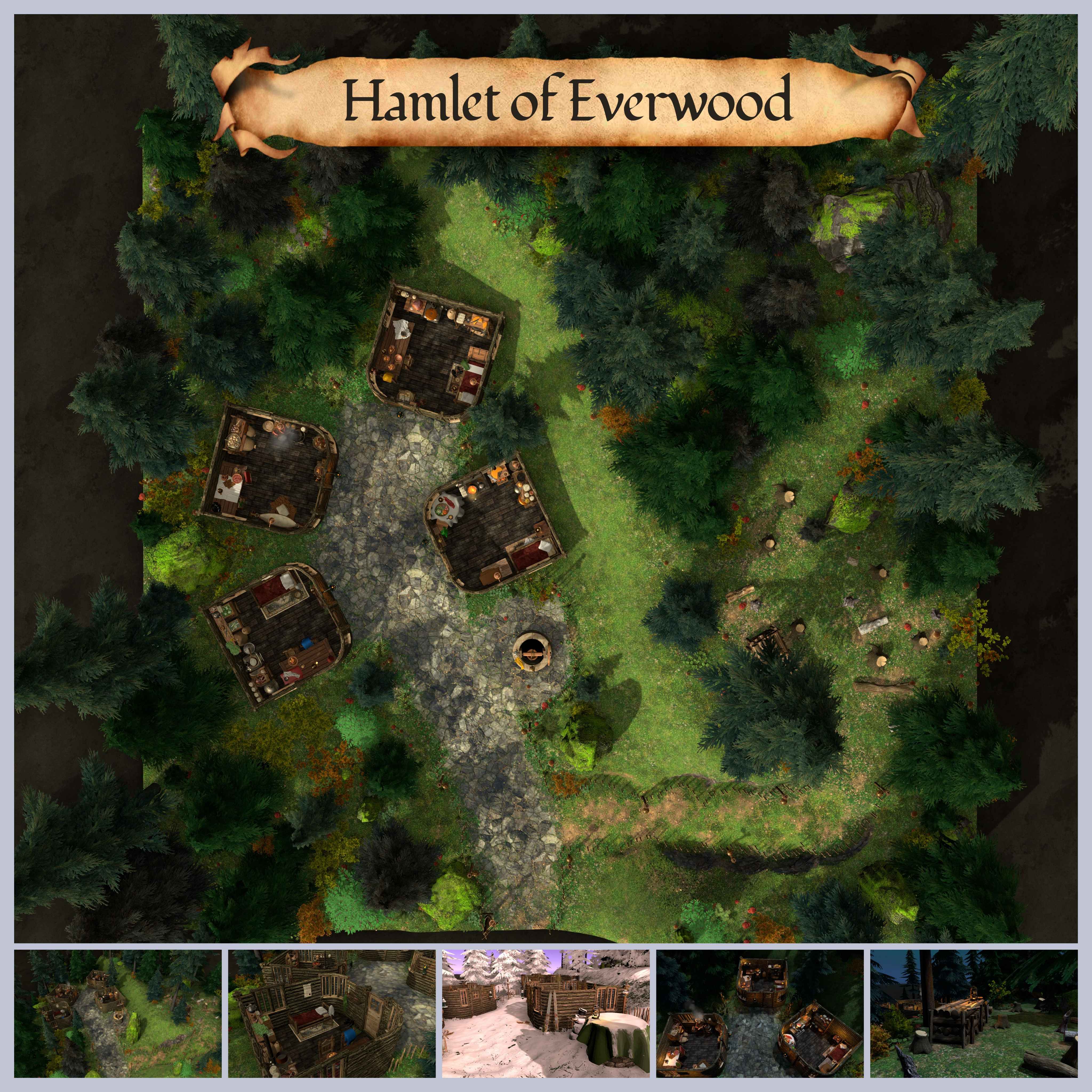 Explore the Enchanting Hamlet of Everwood with Free DnD and TTRPG Maps