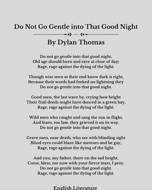 Reflecting on 'Do Not Go Gentle Into That Good Night'