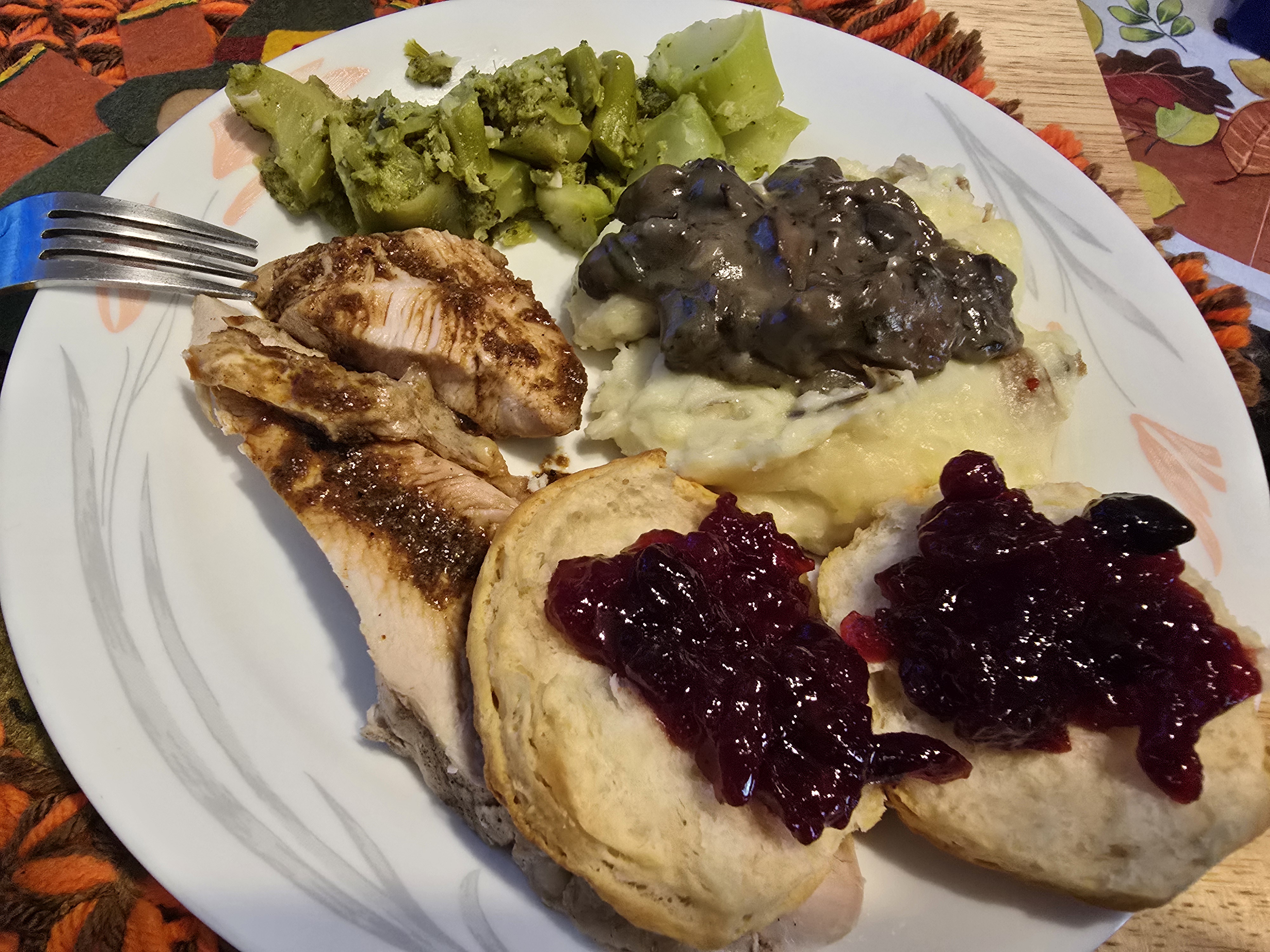 Feasting at Thanksgiving Dinner